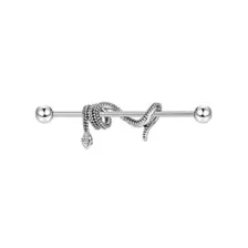Coiled Snake Industrial Barbell - 14 Gauge at Spencer's