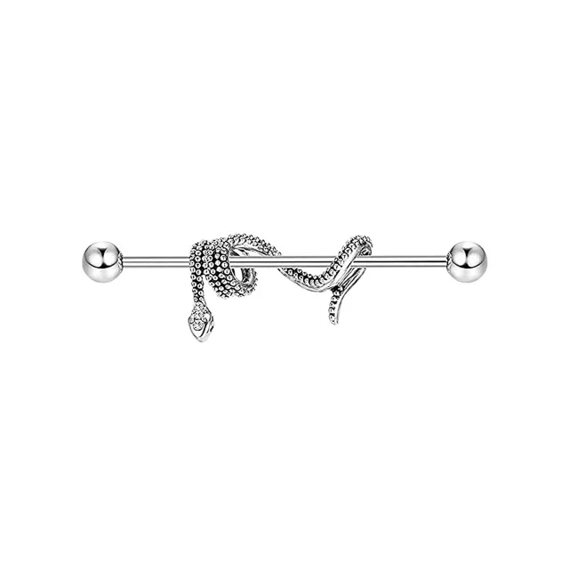 Coiled Snake Industrial Barbell - 14 Gauge at Spencer's