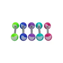 Multi-Pack Green Blue Purple Pink Heart Barbells 5 Pack - 14 Gauge at Spencer's