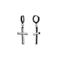 CZ Black Cross Dangle Huggie Hoop Earrings at Spencer's