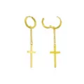 Goldtone Cross Chain Dangle Huggie Hoop Earrings at Spencer's