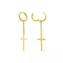 Goldtone Cross Chain Dangle Huggie Hoop Earrings at Spencer's