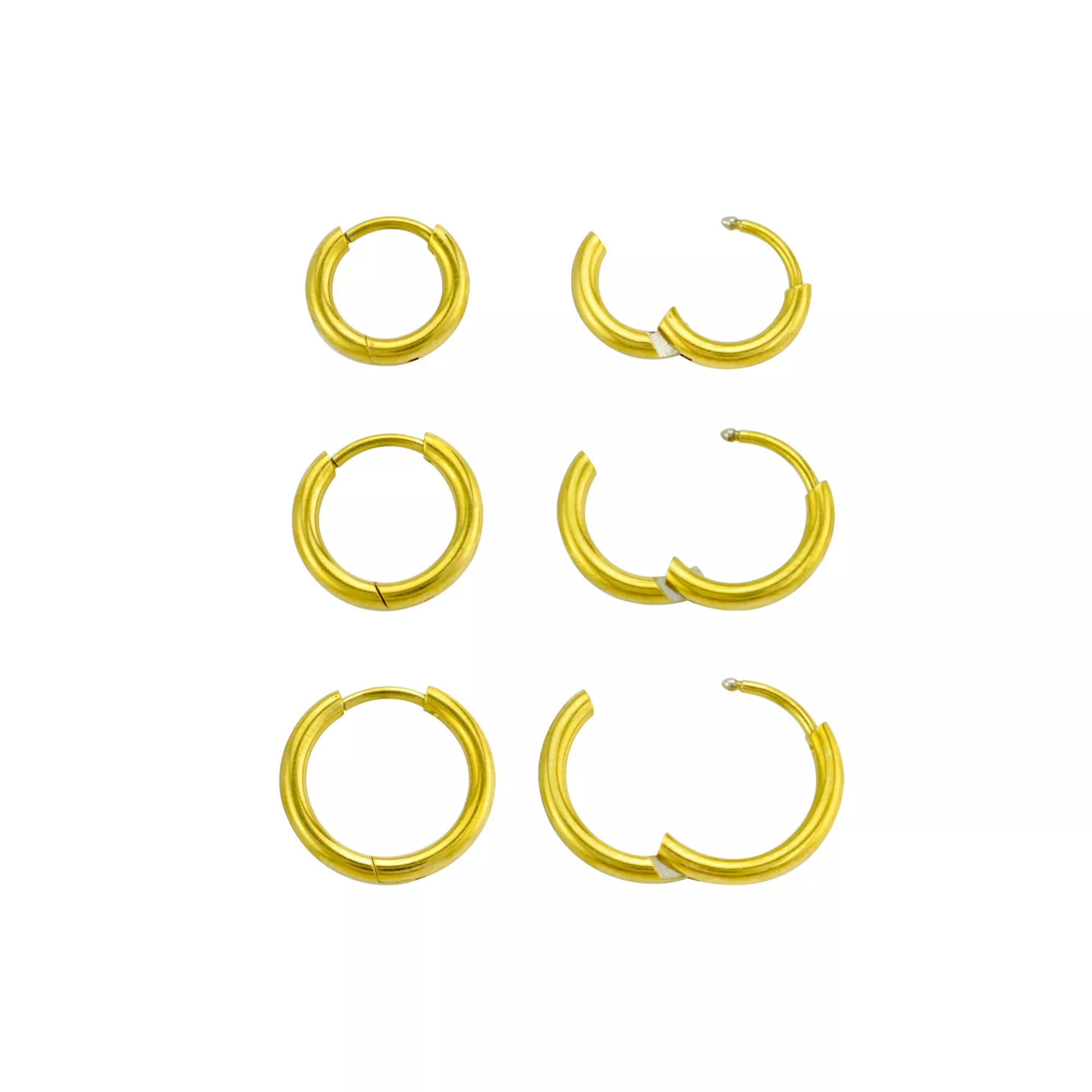 Multi-Pack Graduated Size Goldtone Huggie Hoop Earrings - 3 Pair at Spencer's