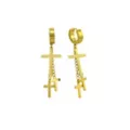 Goldtone Titanium Dual Cross Dangle Huggie Hoop Earrings at Spencer's