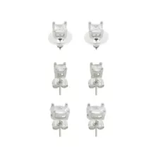 Multi-Pack CZ Square Round Oval Stud Earrings - 3 Pair at Spencer's