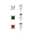 Multi-Pack CZ Clear Black and Red Square Stud Earrings - 3 Pair at Spencer's