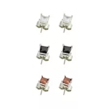 Multi-Pack CZ Clear Black and Red Square Stud Earrings - 3 Pair at Spencer's