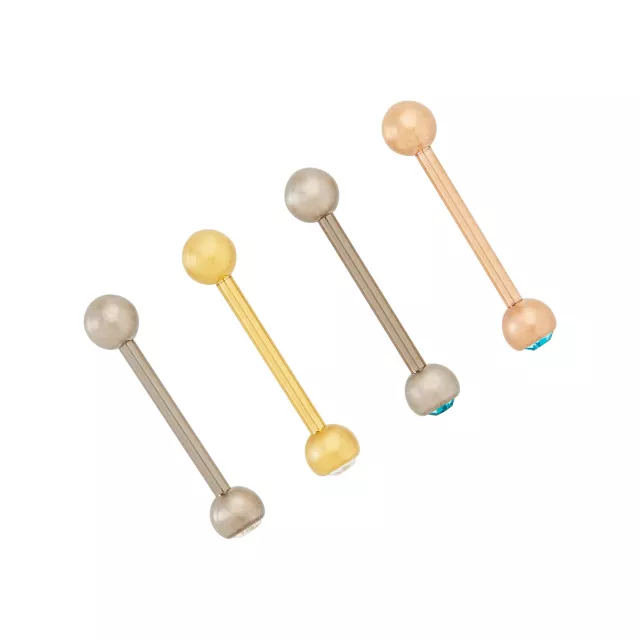 Multi-Pack CZ Titanium Internally Threaded Barbells 4 Pack - 14 Gauge at Spencer's
