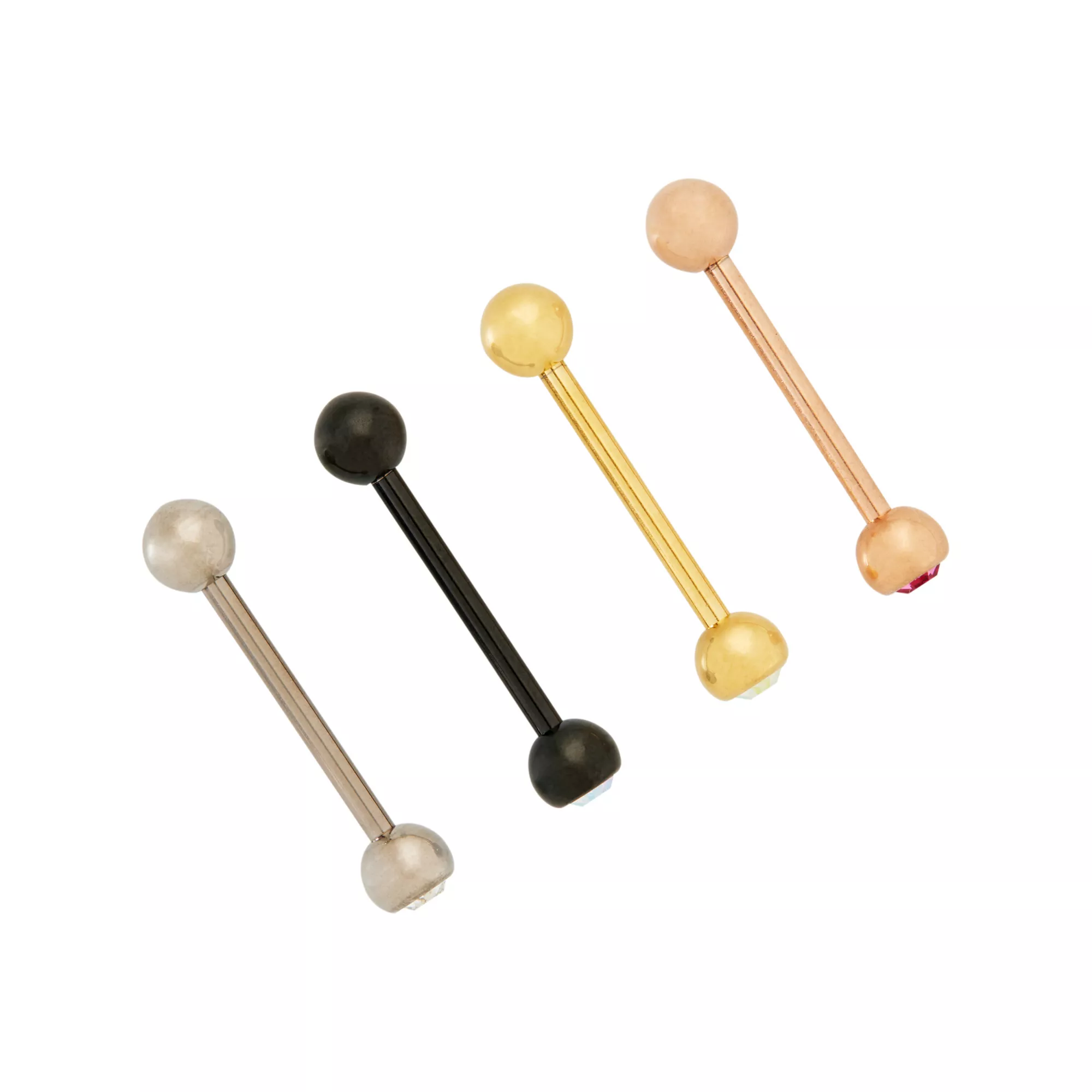 Multi-Pack Round CZ Titanium Internally Threaded Barbells 4 Pack - 14 Gauge at Spencer's