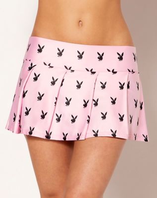 Pink Playboy Bunny Print Mini Skirt