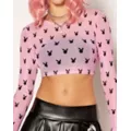 Pink Playboy Bunny All Over Print Mesh Long Sleeve T Shirt at Spencer's