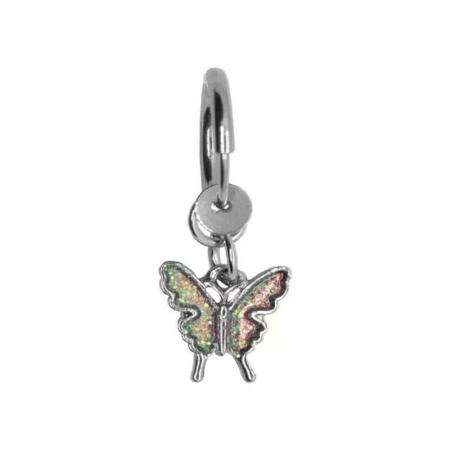 Silvertone Glitter Fake Dangle Belly Ring - 16 Gauge at Spencer's