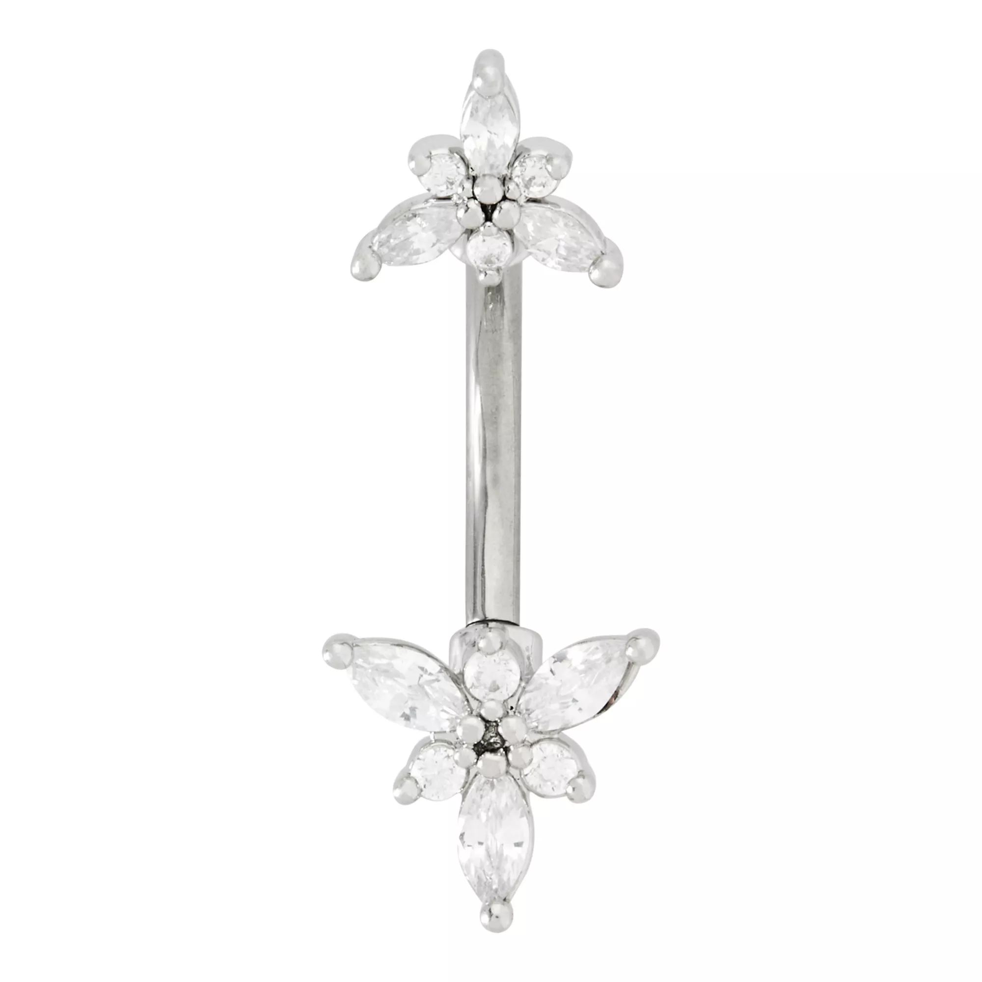 CZ Titanium Dragonfly Double Belly Ring - 14 Gauge