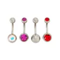 Multi-Pack Red and Purple Titanium Belly Rings 4 Pack - 14 Gauge at Spencer's