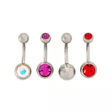 Multi-Pack Red and Purple Titanium Belly Rings 4 Pack - 14 Gauge at Spencer's