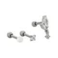 Multi-Pack Prong and Teardrop CZ Titanium Cartilage Barbells 3 Pack - 16 Gauge at Spencer's