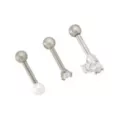 Multi-Pack Prong and Teardrop CZ Titanium Cartilage Barbells 3 Pack - 16 Gauge at Spencer's
