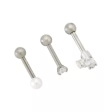 Multi-Pack Prong and Teardrop CZ Titanium Cartilage Barbells 3 Pack - 16 Gauge at Spencer's