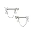 Titanium and CZ Butterfly Nipple Barbells - 14 Gauge at Spencer's