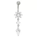 Titanium and CZ Flower Dangle Belly Ring - 14 Gauge at Spencer's