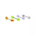 Multi-Pack Purple Yellow and Green Barbells 4 Pack - 14 Gauge at Spencer's