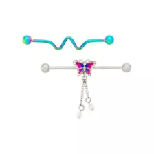 Multi-Pack Swerve and Butterfly Dangle Industrial Barbells 2 Pack - 14 Gauge at Spencer's