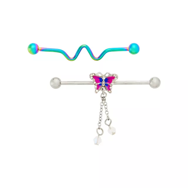 Multi-Pack Swerve and Butterfly Dangle Industrial Barbells 2 Pack - 14 Gauge at Spencer's