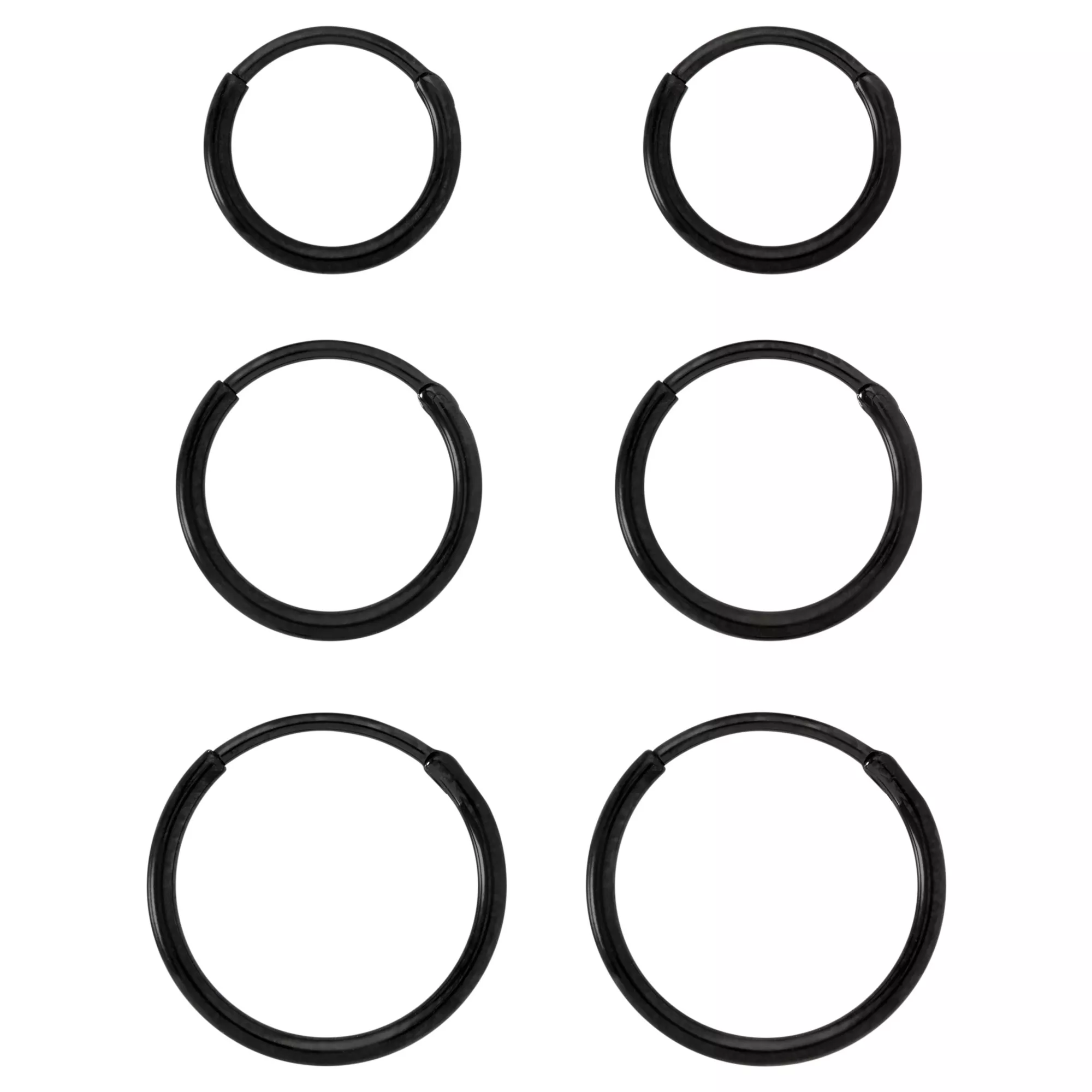 Multi-Pack Black Titanium Hoop Earrings - 3 Pair at Spencer's