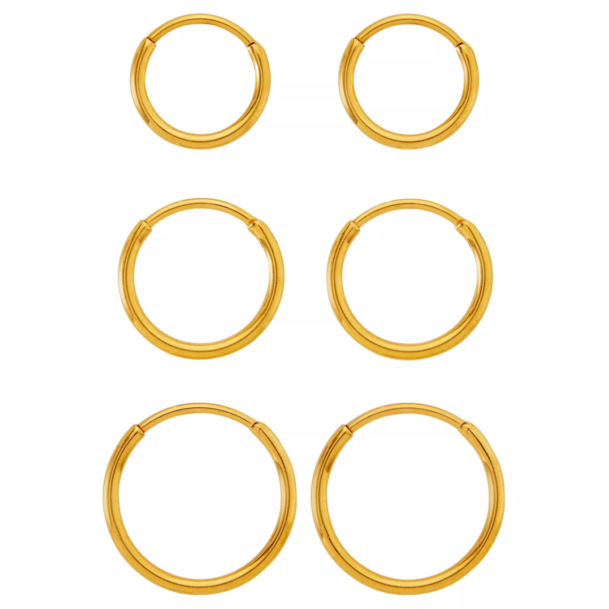 Multi-Pack Goldtone Titanium Graduated Size Hoop Earrings - 3 Pair at Spencer's