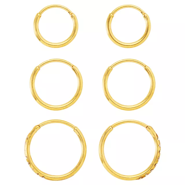 Multi-Pack CZ Goldtone Hoop Earrings - 3 Pair at Spencer's