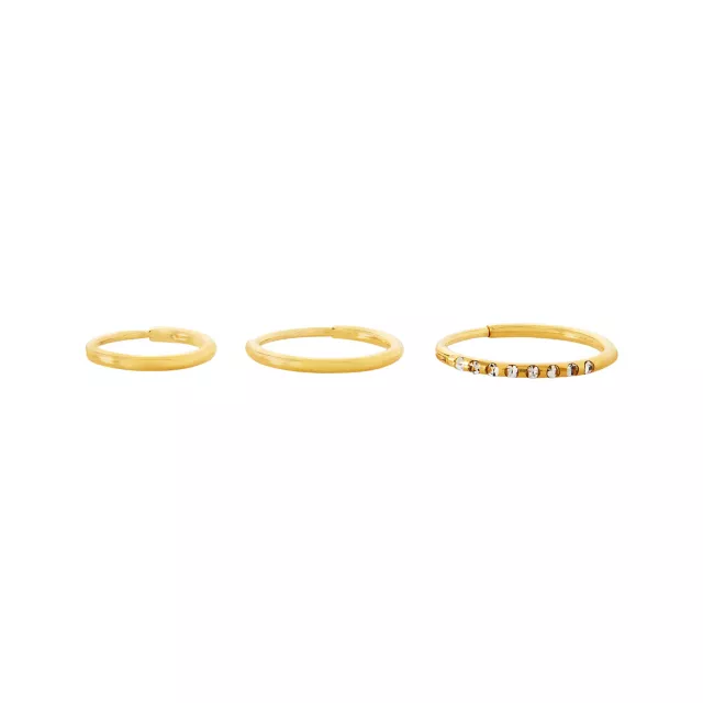 Multi-Pack CZ Goldtone Hoop Earrings - 3 Pair at Spencer's