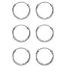 Multi-Pack Titanium Silvertone Hoop Earrings - 3 Pair at Spencer's