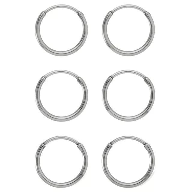 Multi-Pack Titanium Silvertone Hoop Earrings - 3 Pair at Spencer's