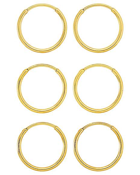 Multi-Pack Goldtone Hoop Earrings - 3 Pair - Spencer's