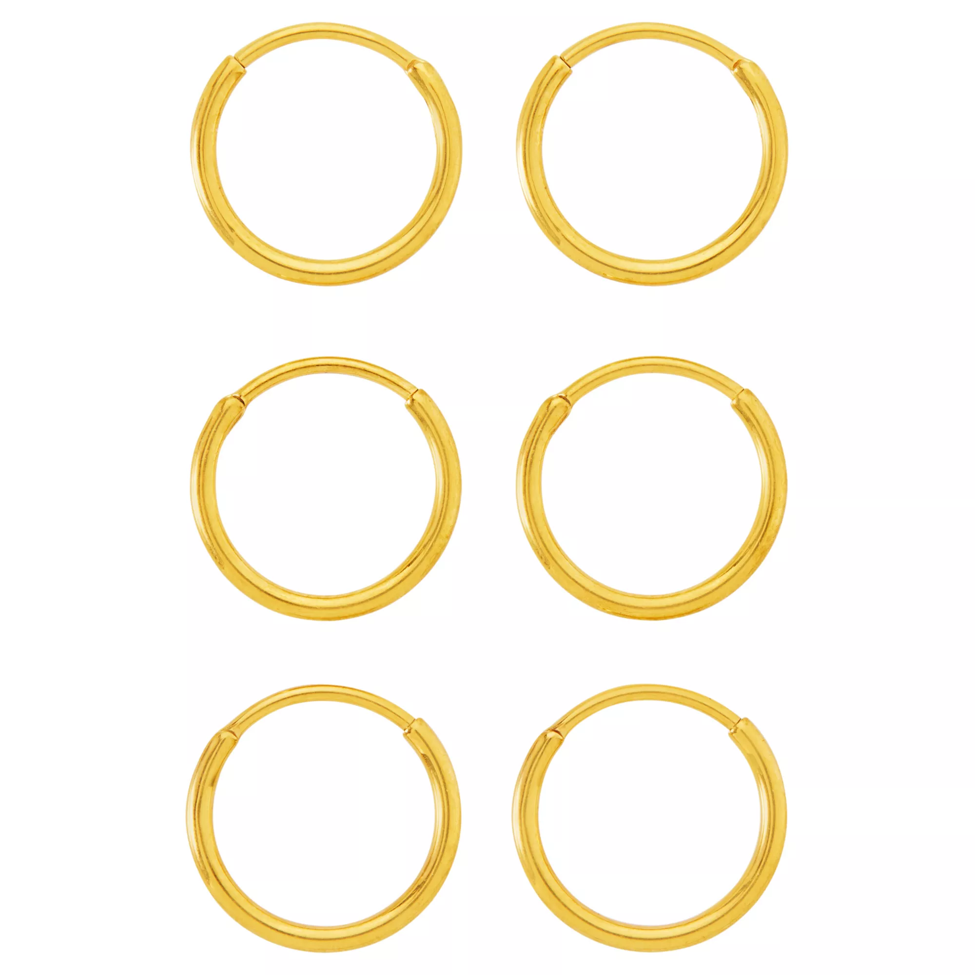 Multi-Pack Goldtone Titanium Hoop Earrings - 3 Pair at Spencer's