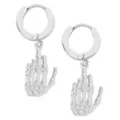 Silvertone Skull Huggie Hoop Dangle Earrings at Spencer's