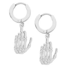 Silvertone Skull Huggie Hoop Dangle Earrings at Spencer's