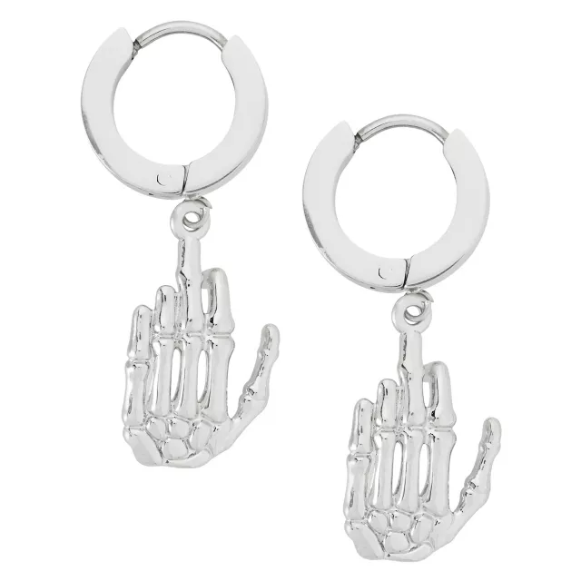 Silvertone Skull Huggie Hoop Dangle Earrings at Spencer's