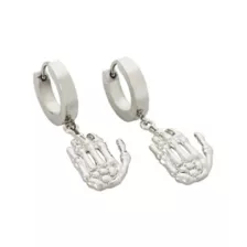 Silvertone Skull Huggie Hoop Dangle Earrings at Spencer's