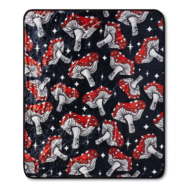 Mushroom Glitter Knit Fleece Blanket at Spencer's