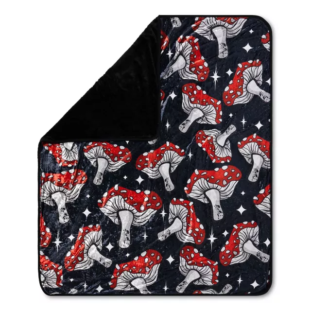 Mushroom Glitter Knit Fleece Blanket at Spencer's
