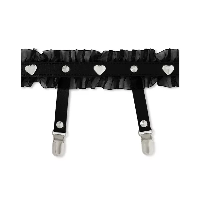 Black Lace Heart Leg Garters at Spencer's