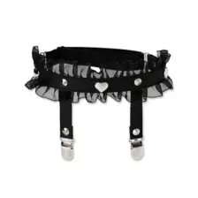 Black Lace Heart Leg Garters at Spencer's