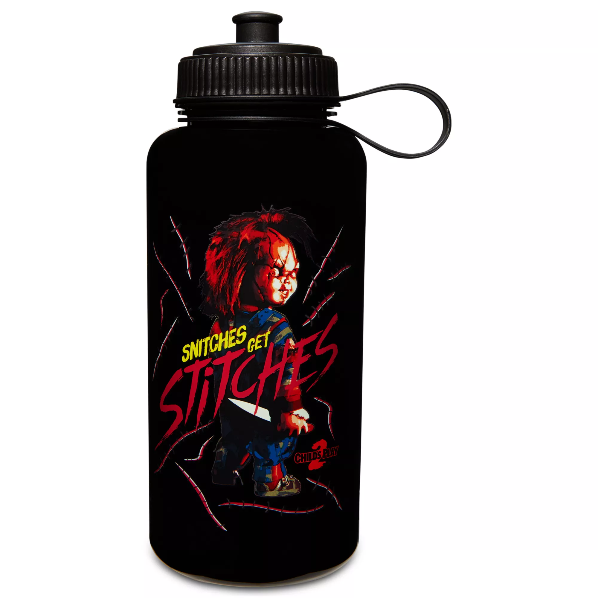 Chucky Snitches Get Stitches Water Bottle - 33 oz. at Spencer's