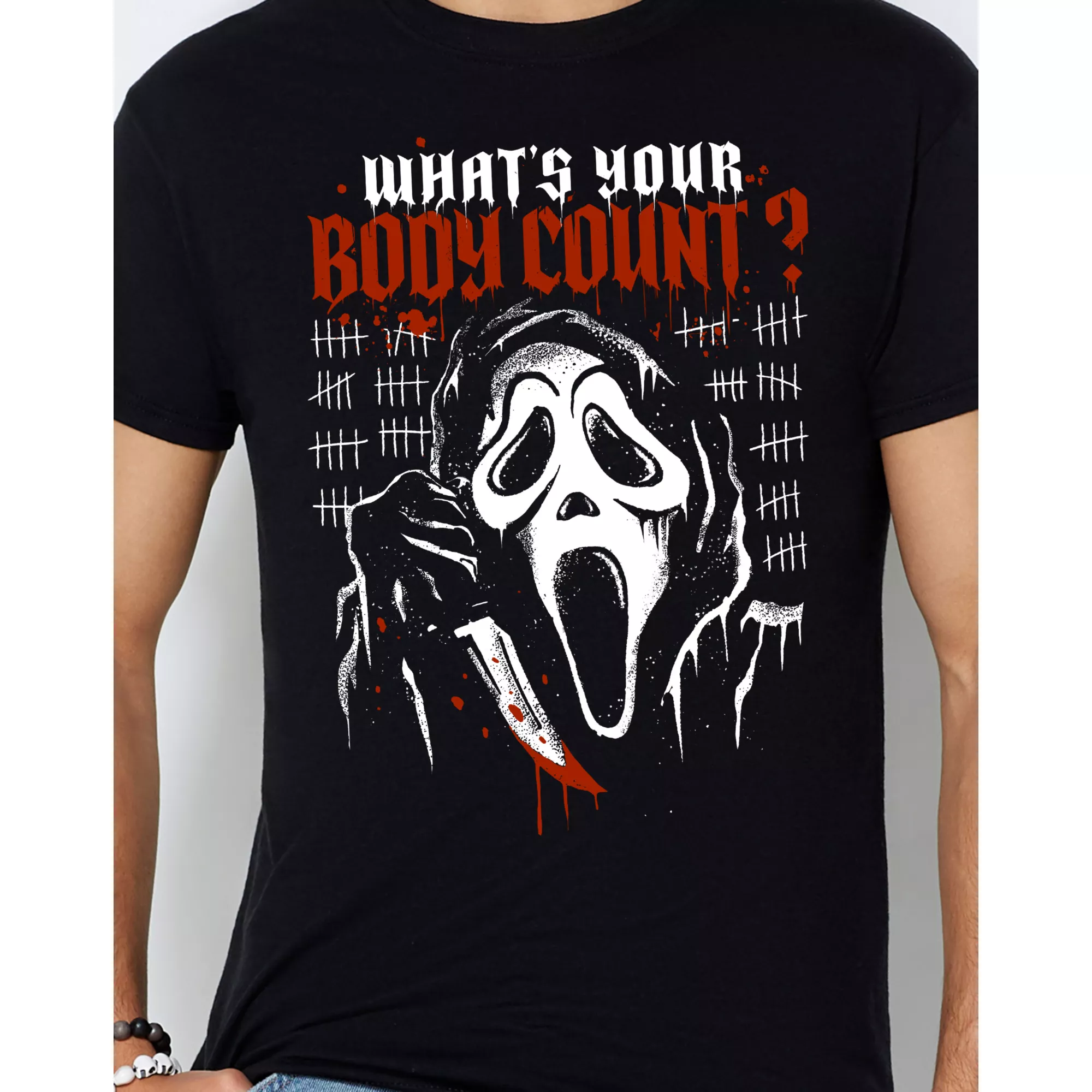 Ghost Face What's Your Body Count T Shirt at Spencer's