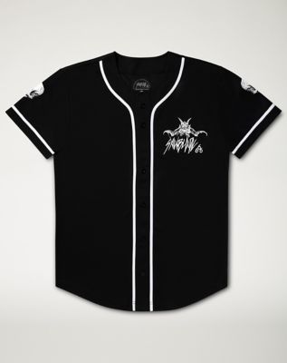 Black Magic Malediction Satanic Baphomet Skull Baseball Jersey