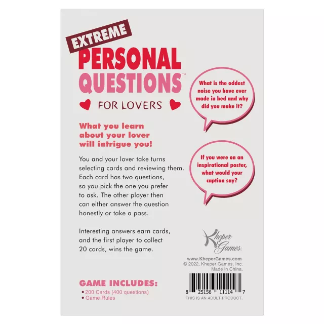 Extreme Personal Questions for Lovers Game at Spencer's
