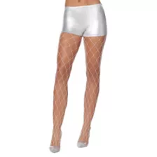 White Open Fishnet Rhinestone Stockings at Spencer's