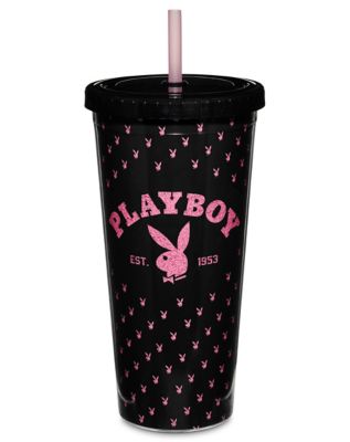 Playboy Glitter Cup with Straw