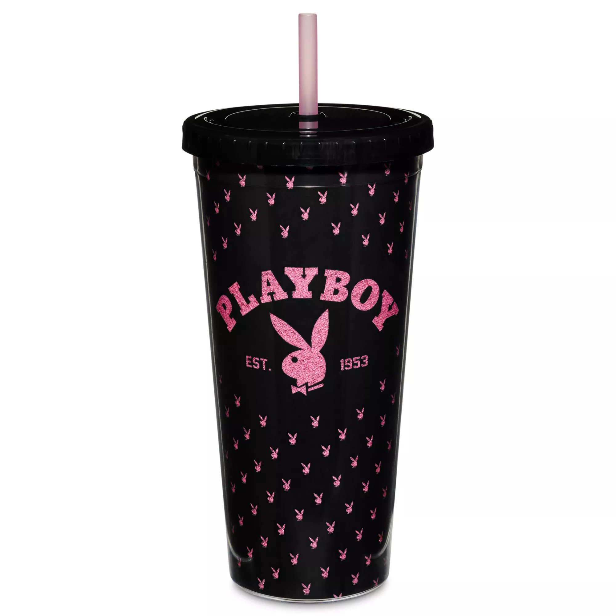 Playboy Glitter Cup with Straw - 20 oz. at Spencer's
